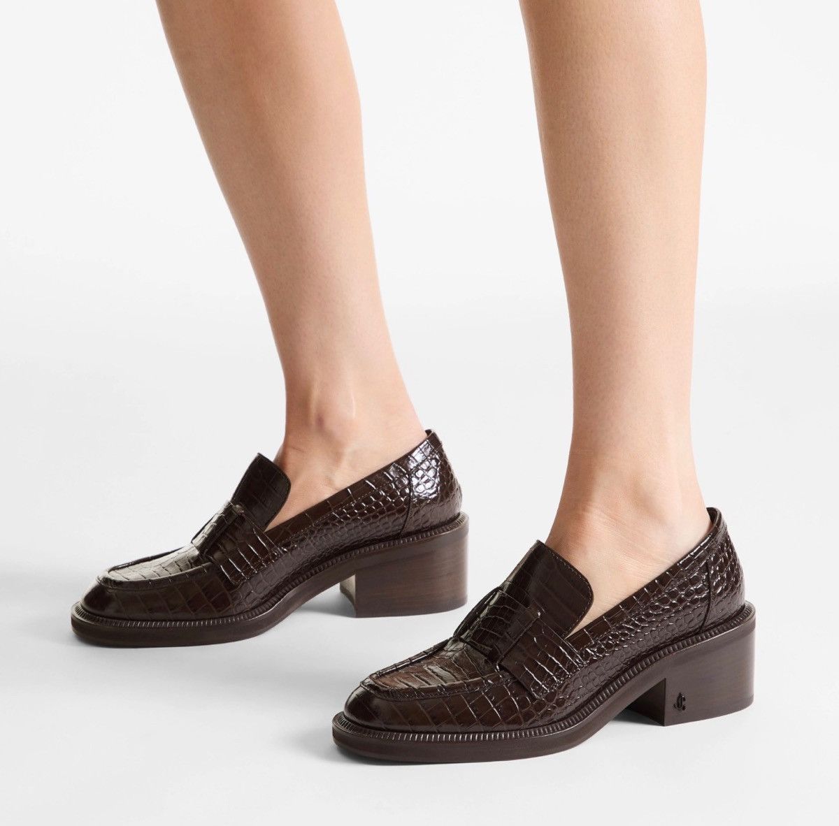 Jimmy Choo Jimmy Choo Tylor 60MM Embossed Leather Loafers size 37.5 Size US 7.5 / IT 37.5 - 2 Thumbnail