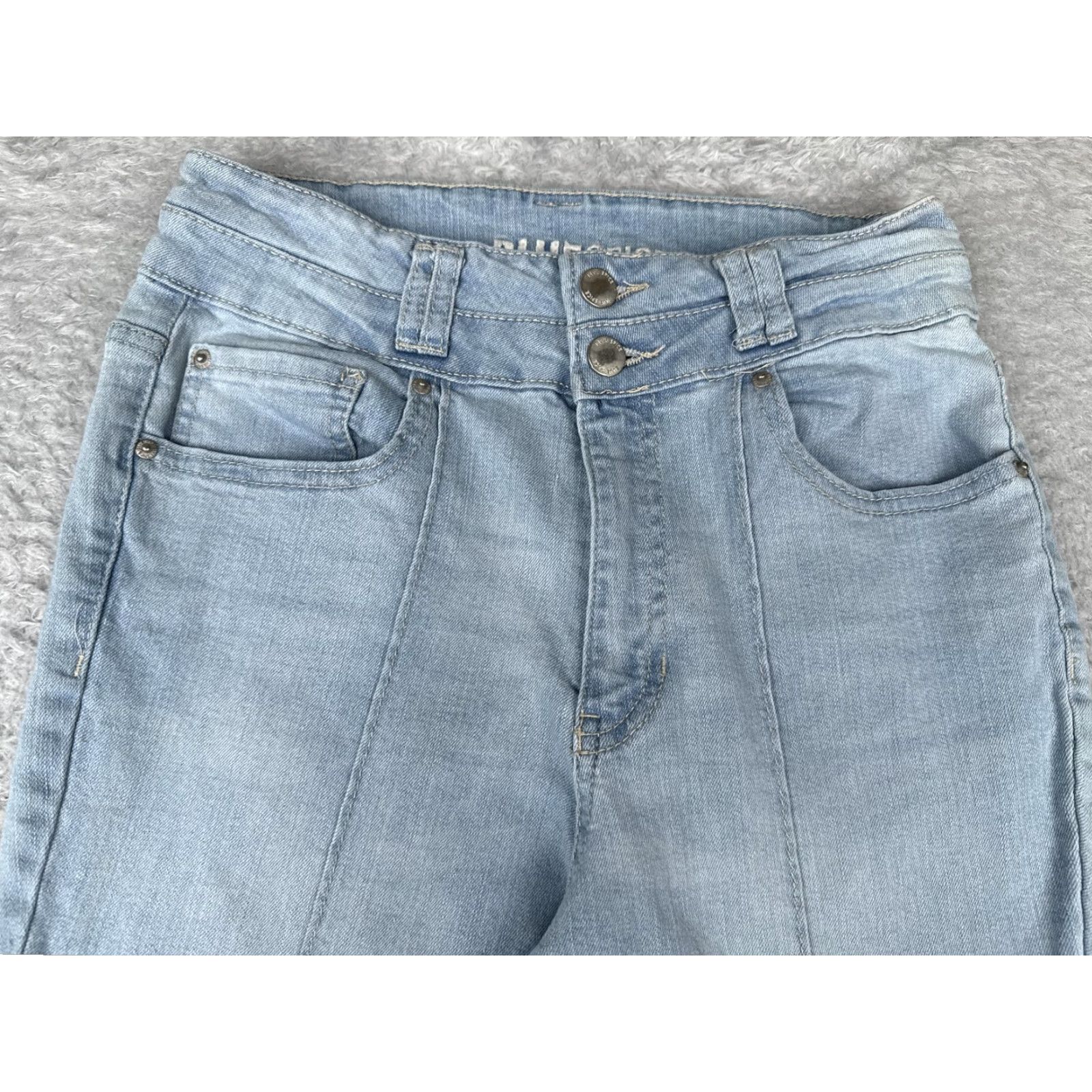 Vintage Blue Spice Jeans Womens 7 Light Wash High Waist Flare Front Seam Stretch Denim Shirt? Size 28" / US 6 / IT 42 - 4 Thumbnail