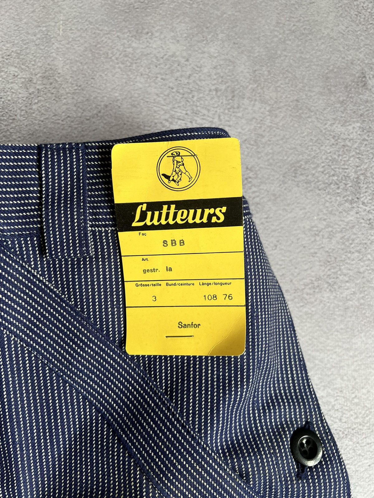 Le Laboureur Vintage 80s French Lutteurs Striped Sanfor Work Pants Size L Size US 36 / EU 52 - 5 Thumbnail