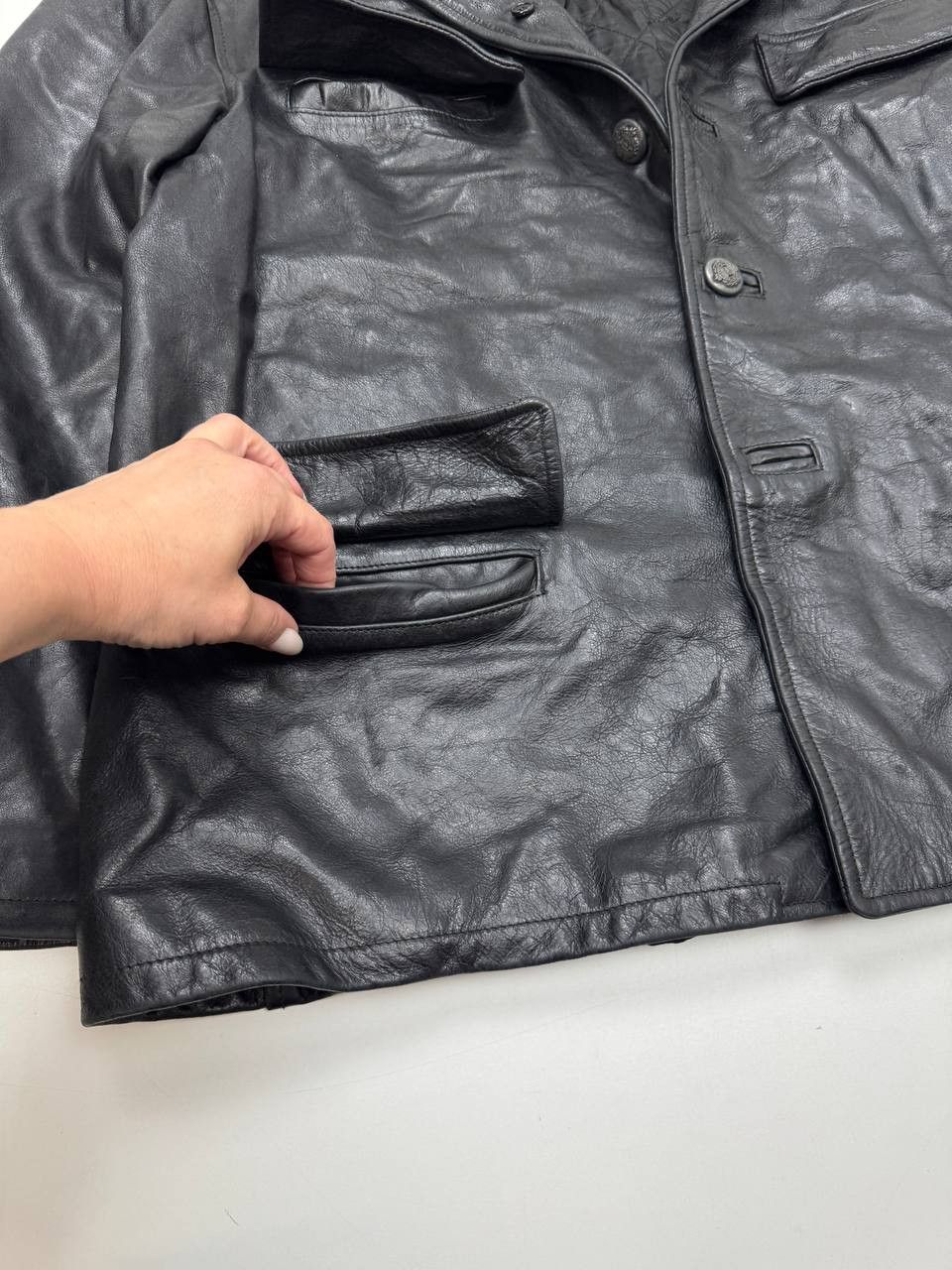 Vintage vintage leather men's jacket 90s Size US XL / EU 56 / 4 - 5 Thumbnail