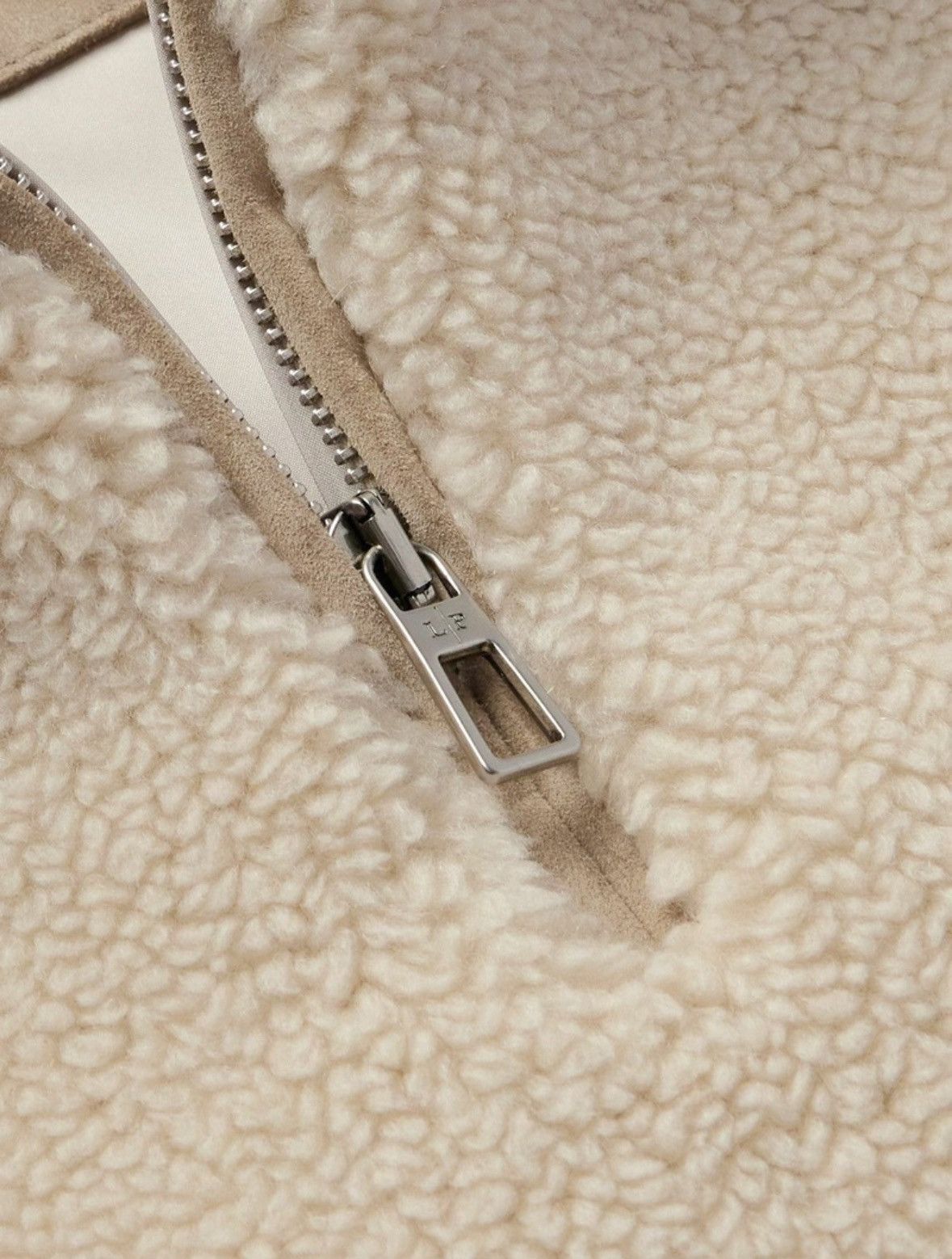 Loro Piana Loro Piana SUEDE-TRIMMED CASHMERE SILK-BLEND FLEECE HALF-ZIP Size US XL / EU 56 / 4 - 3 Thumbnail