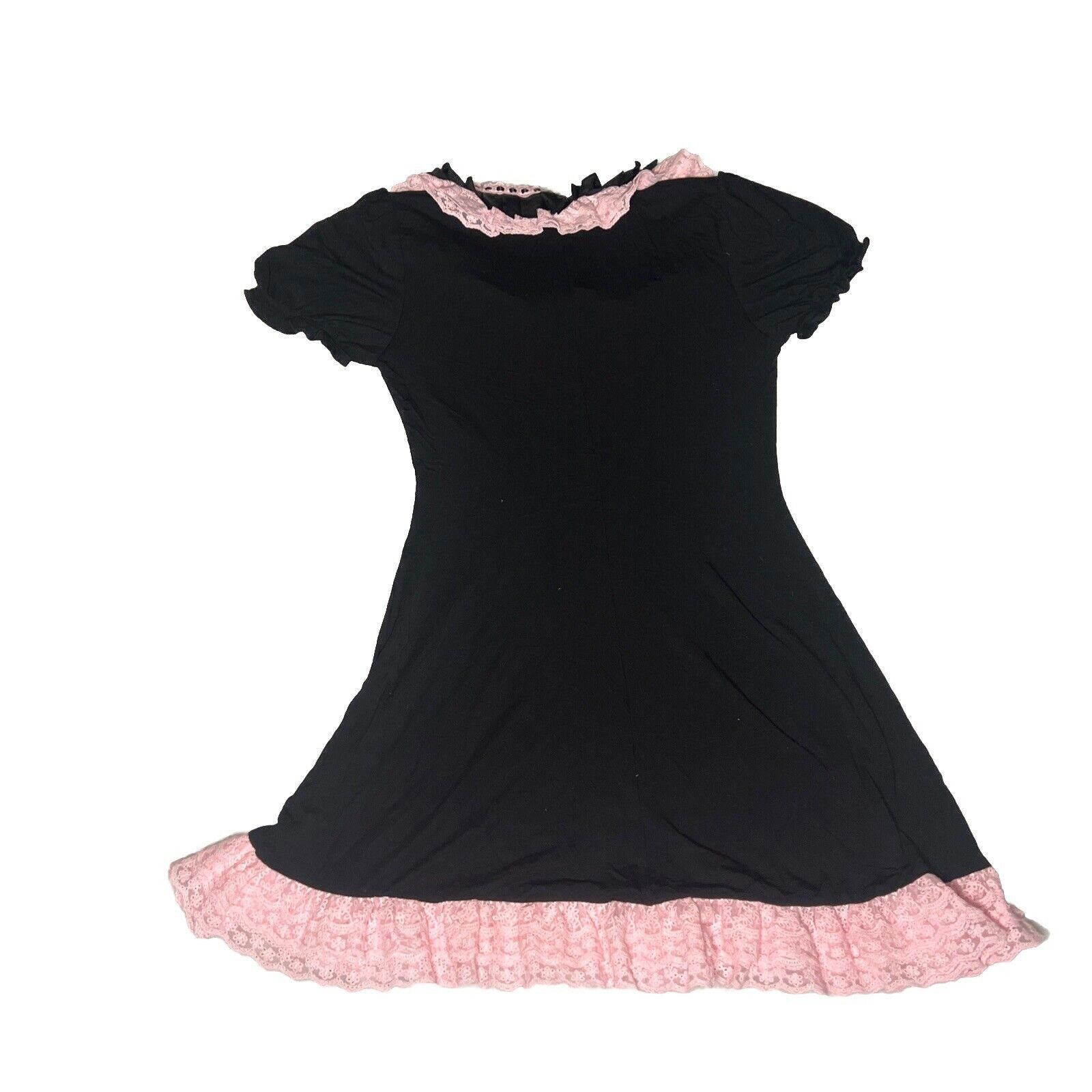 Designer Black Pink Ruffle Dress Wicked Not Your Girl Babydoll Dress Size S / US 4 / IT 40 - 4 Thumbnail