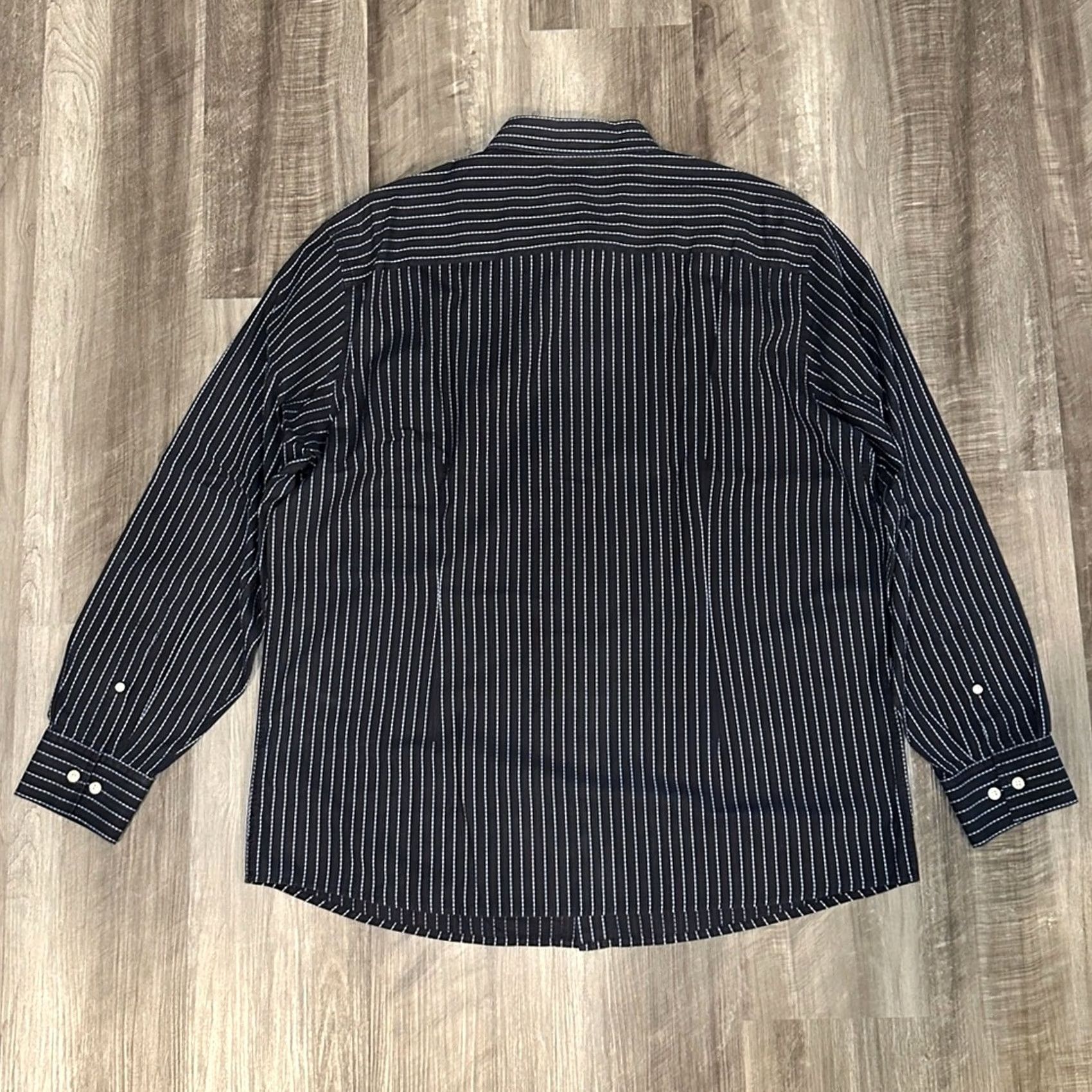 Faconnable Faconnable Jeans Striped Long Sleeve Button Down XL Mens Shirt Size US XL / EU 56 / 4 - 3 Thumbnail