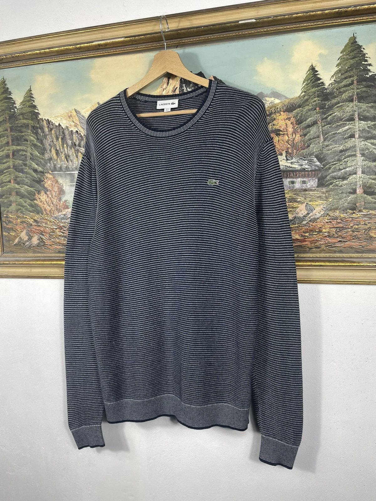 Lacoste × Vintage Lacoste retro y2k 00s Navy Striped jumper pull knitwear Size US L / EU 52-54 / 3 - 2 Thumbnail