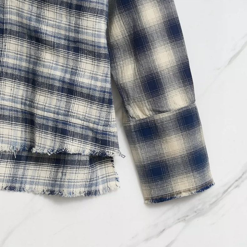 Greg Lauren greg lauren size 2 Men's plaid patchwork shirt 2506-Nextarr Size US M / EU 48-50 / 2 - 5 Thumbnail