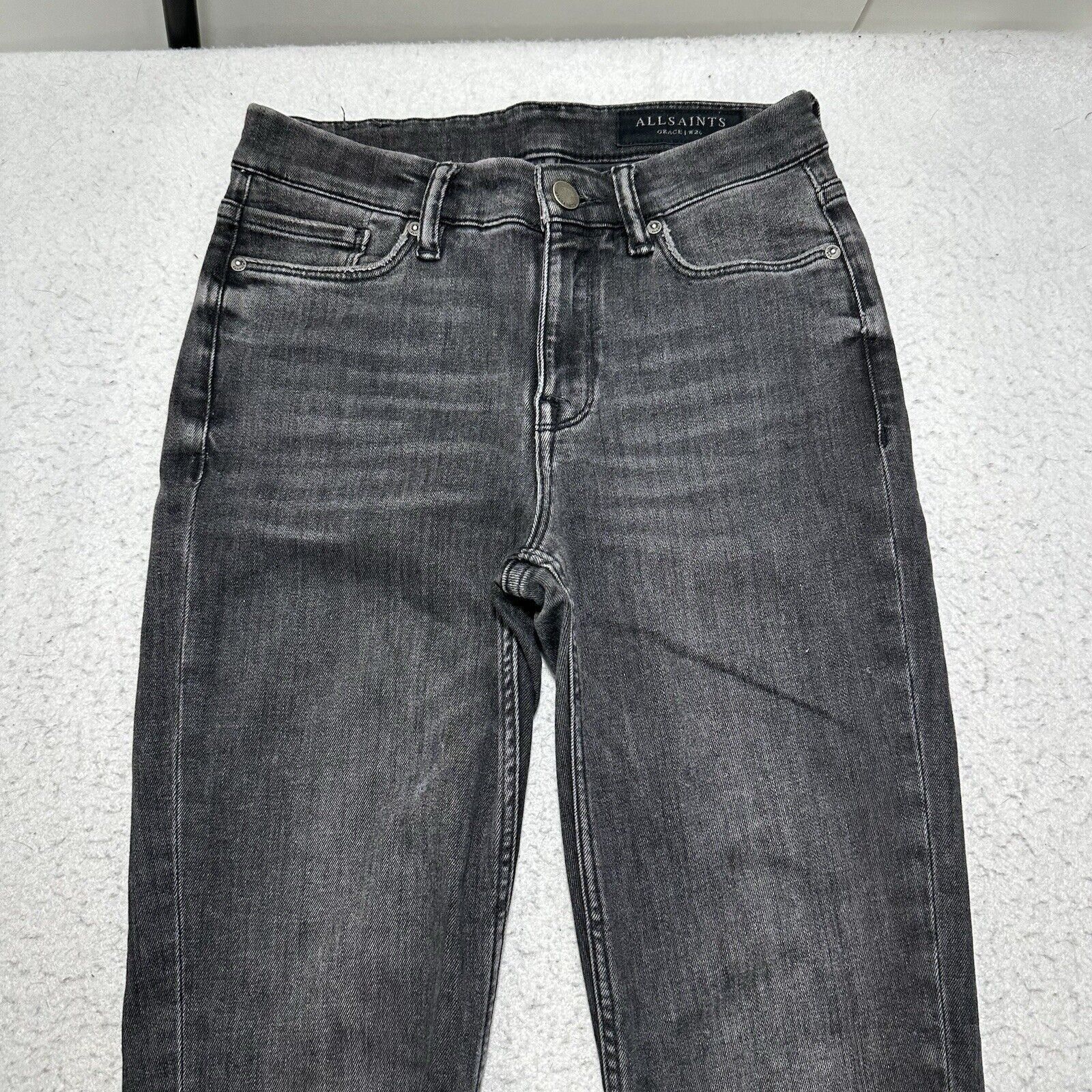 Allsaints AllSaints Grace Cropped Zip 26 Gray Skinny Jeans Mid Rise Size 26" / US 2 / IT 38 - 2 Thumbnail