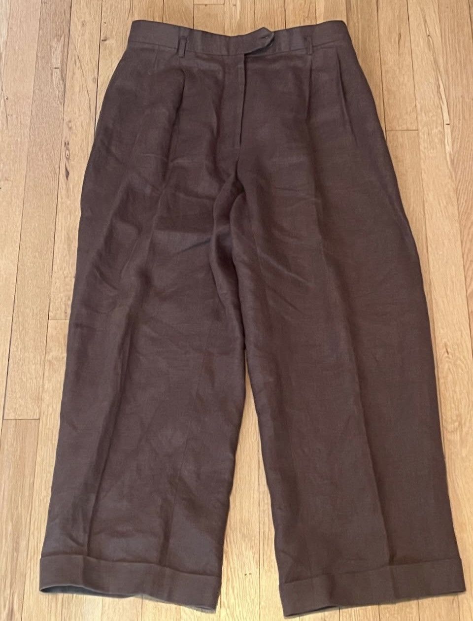 Scott Fraser Collection High waisted linen trousers (Chocolate Irish) Size 32" / US 10 / IT 46 - 1 Thumbnail