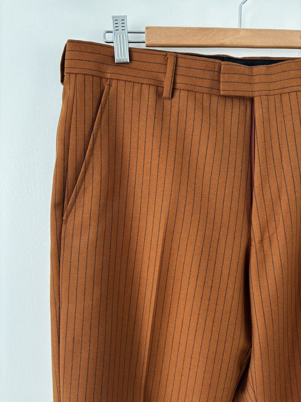 Dries Van Noten Pennel Trousers in Rust Pinstripe Wool Size US 32 / EU 48 - 7 Thumbnail