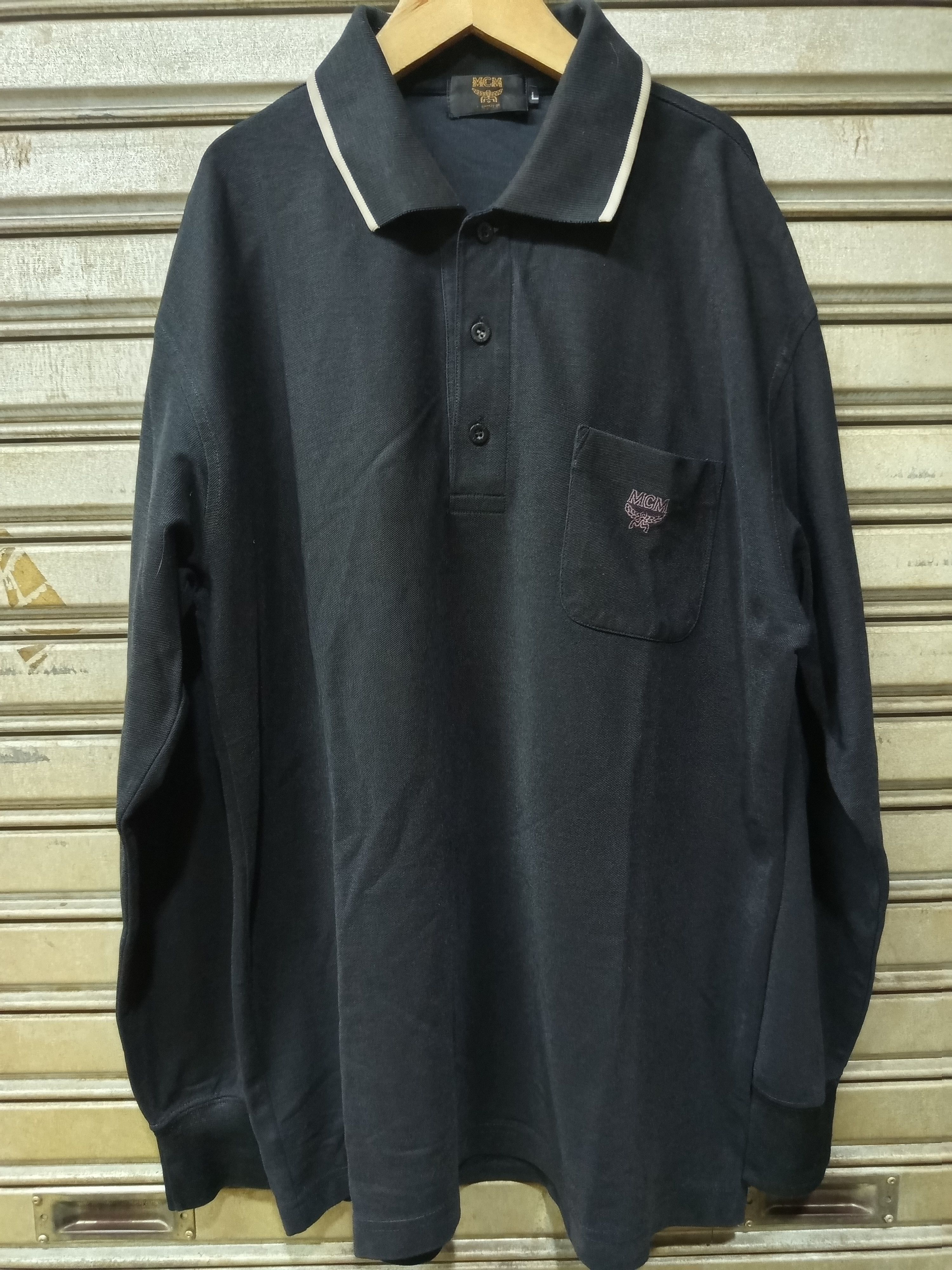 MCM Vintage MCM Long Sleeve Polo Shirt Logo Pocket Size US L / EU 52-54 / 3 - 1 Thumbnail