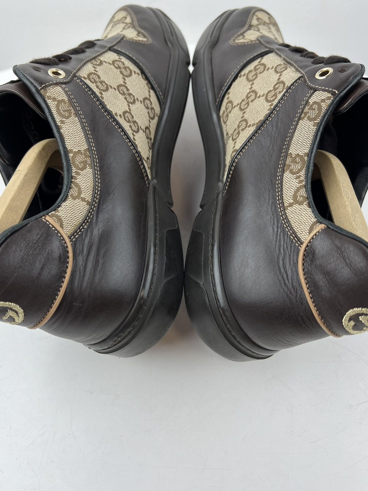 Gucci GUCCI Sneakers Leather Shoes GG Monogram Logo Brown Men’s Size US 9 / EU 42 - 10 Thumbnail