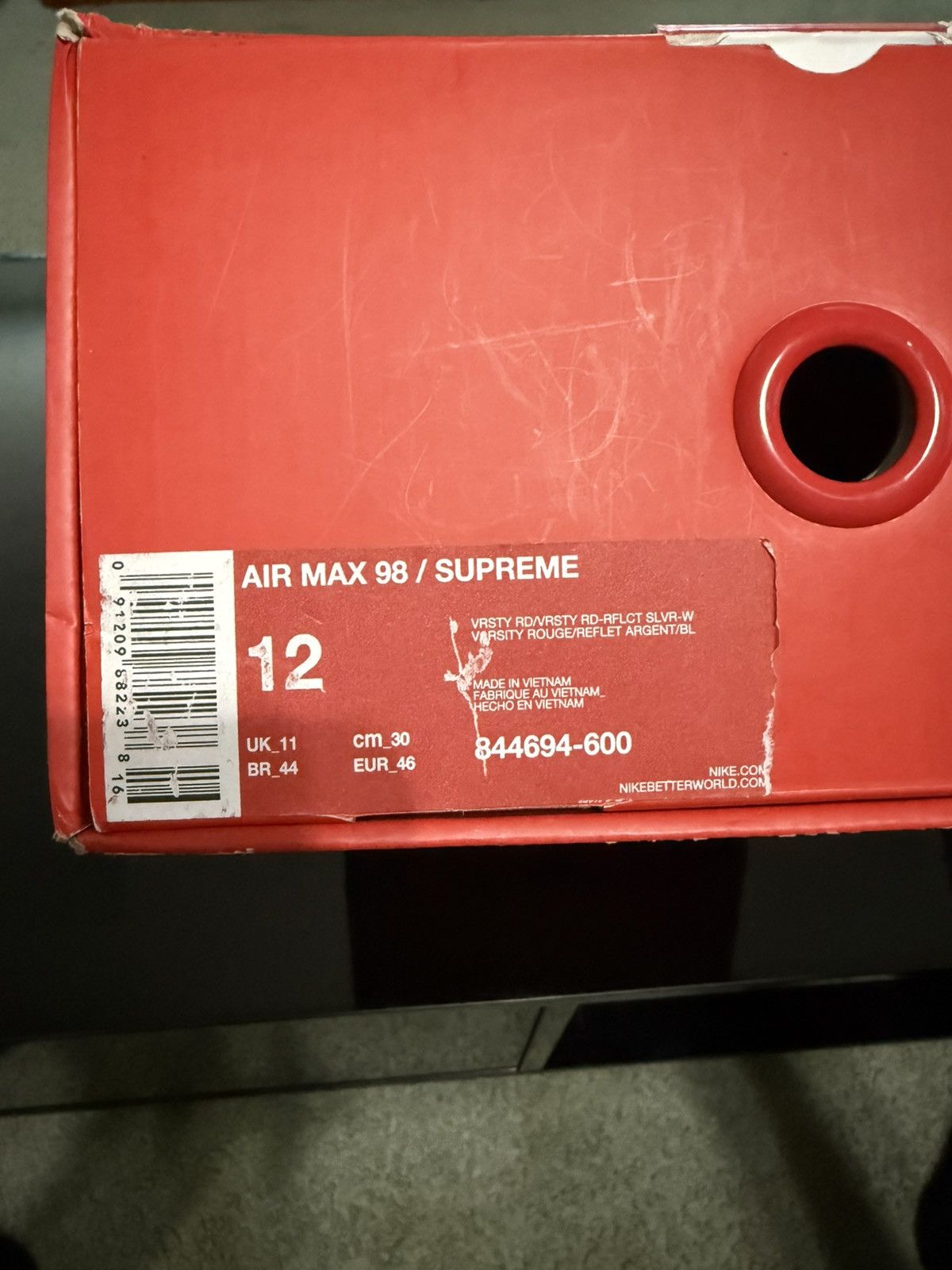 Nike × Supreme Nike Air Max 98 Supreme Varsity Red Size US 12 / EU 45 - 8 Thumbnail