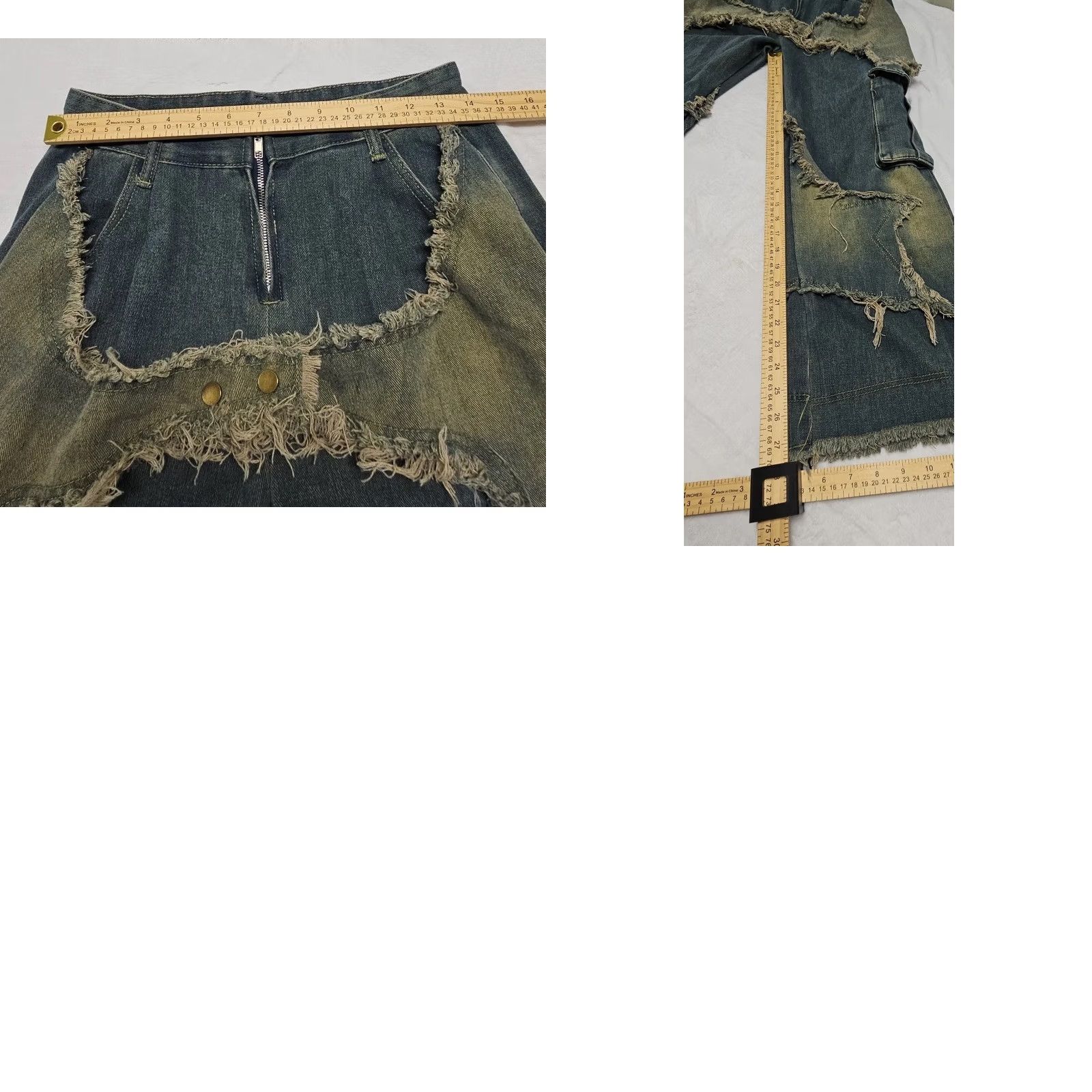 Vintage Aelfric Eden Baggy Cargo Jeans Raw Hem Patchwork Star Size S Blue Distressed Mens Size US 29 - 8 Thumbnail