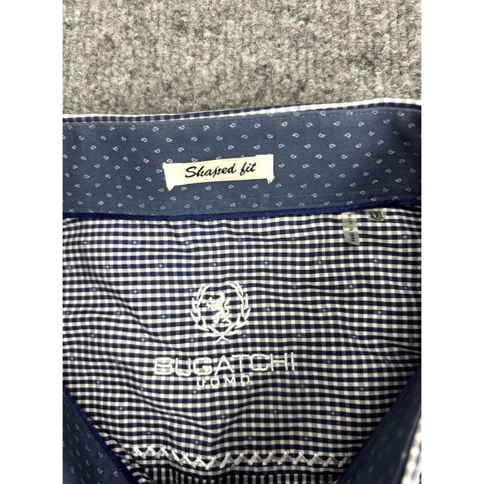 BUGATCHI Bugatchi Shirt Mens 2XL Blue Check Long Sleeve Button Front Cotton Casual Size US XXL / EU 58 / 5 - 2 Thumbnail