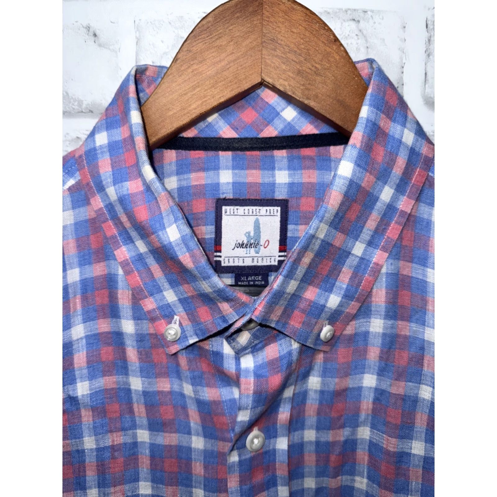 johnnie-O johnnie-O Shirt XL Mens Plaid Linen Button-Up Multicolor Santa Monica Long Sleeve Size US XL / EU 56 / 4 - 2 Thumbnail