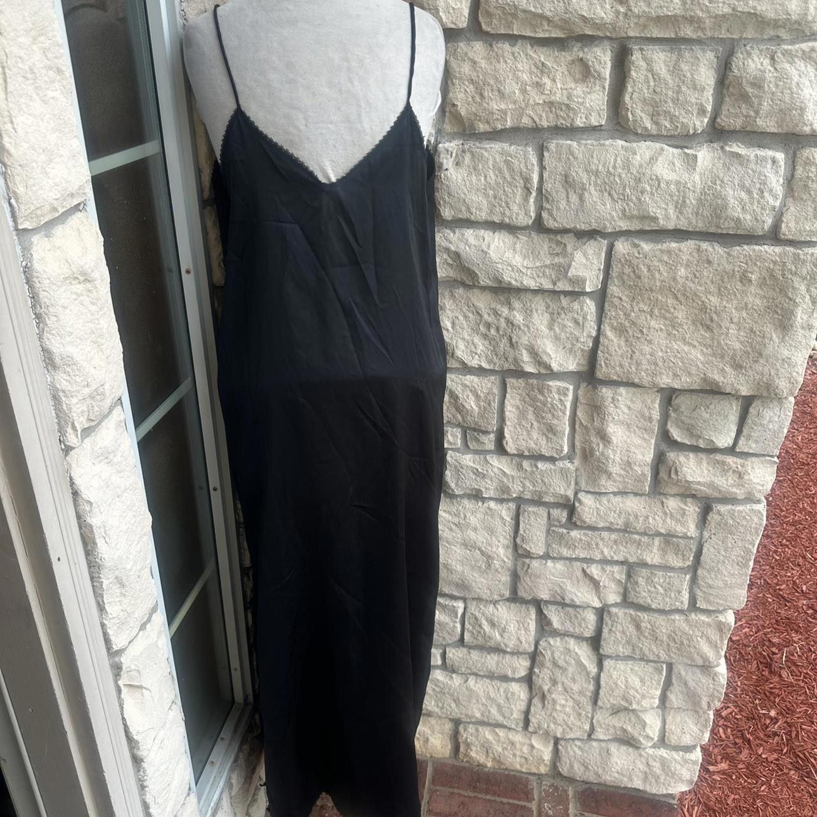 Diane von Furstenberg Diane Von Furstenberg Vintage Black Pajama Slip Gown Large Size ONE SIZE - 3 Thumbnail