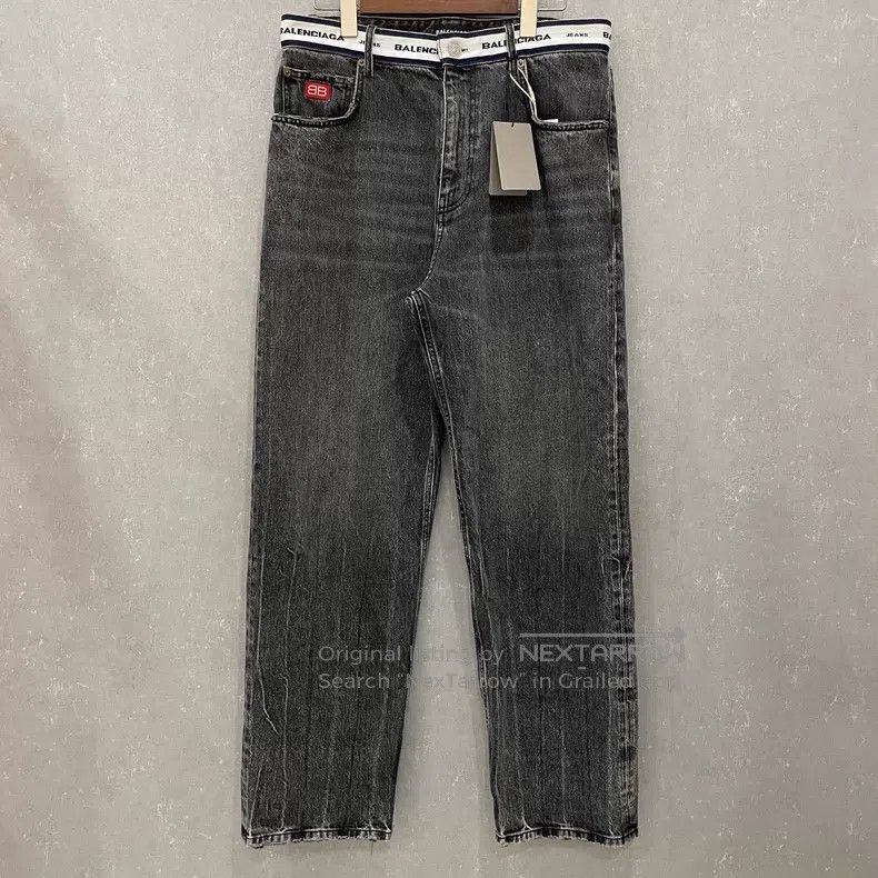 Balenciaga Balenciaga size S Black Washed Distressed Belted Jacquard Size US 27 - 1 Thumbnail