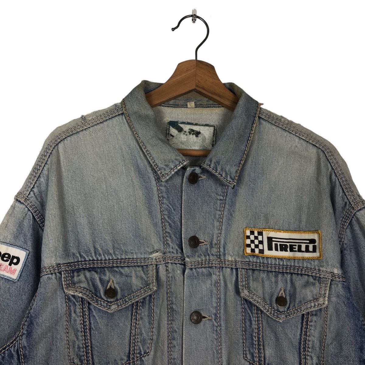 Japanese Brand 🔥Vintage Trucker Denim Jacket Racing Pirelli Italy Big Logo Size US M / EU 48-50 / 2 - 2 Thumbnail