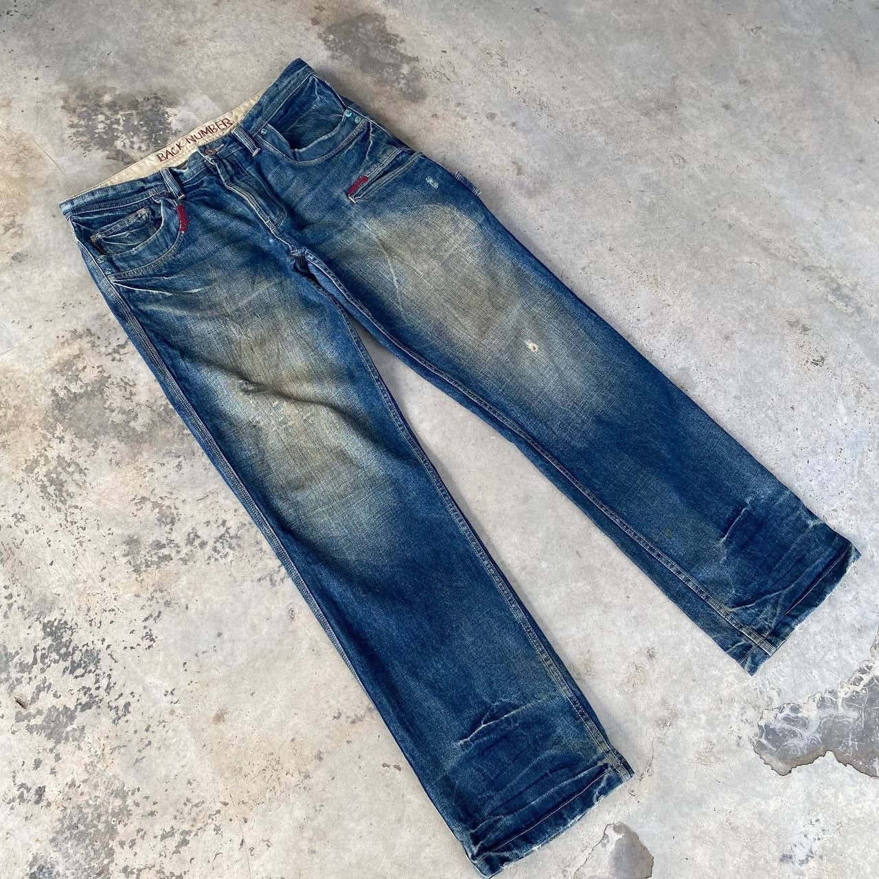 Japanese Brand W36X33 VTG BACK NUMBER DISTRESSED DENIM MUDWASH RUSTY DIRTY Size US 36 / EU 52 - 9 Thumbnail