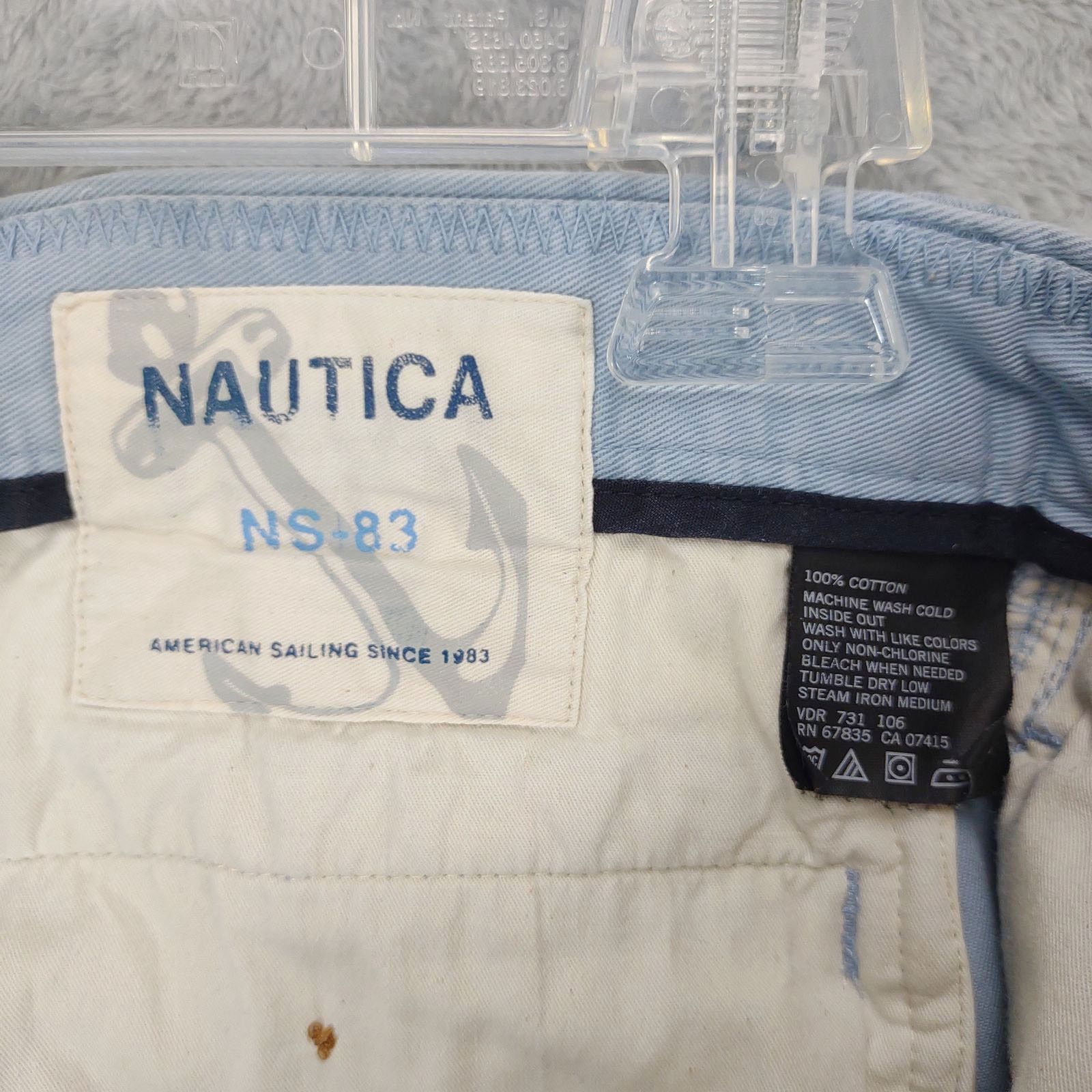 Nautica Nautica Clipper Men's Relaxed Fit Light Blue Chino Shorts Size US 36 / EU 52 - 3 Thumbnail