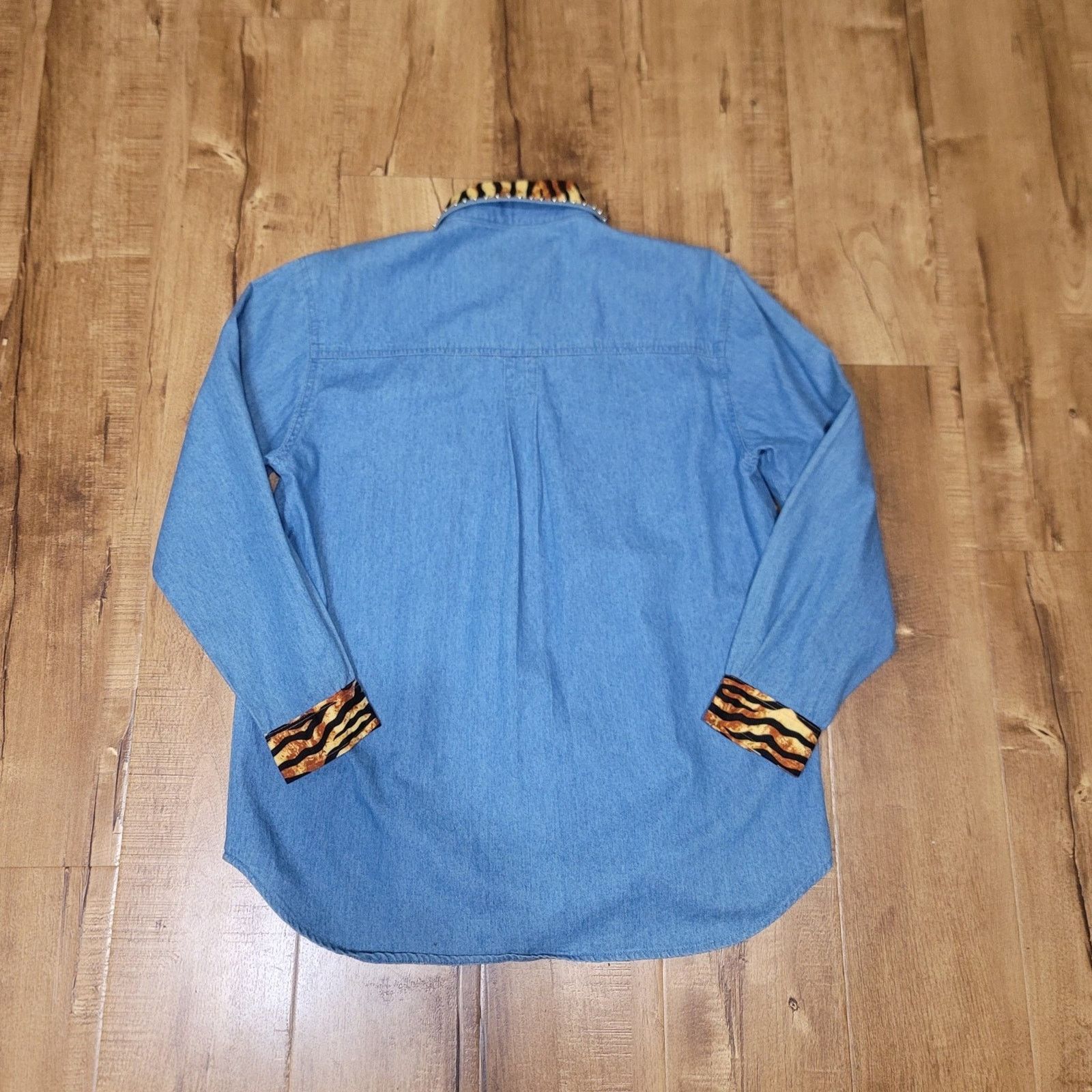 Other Vtg Silver Plus Upcycled Denim Button-down Shirt Size M / US 6-8 / IT 42-44 - 4 Thumbnail