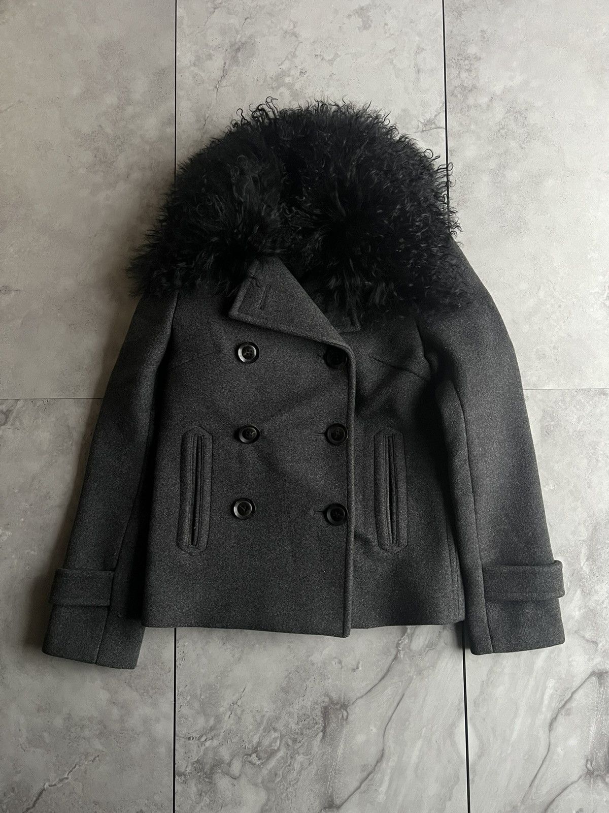 wjk Wjk Melton Fur Collar Pea Coat Size US S / EU 44-46 / 1 - 1 Thumbnail