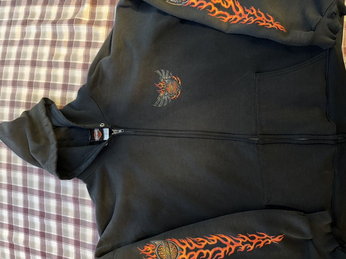 Harley Davidson Vintage 2005 Harley Davidson Flame Zip up Size US XL / EU 56 / 4 - 3 Thumbnail