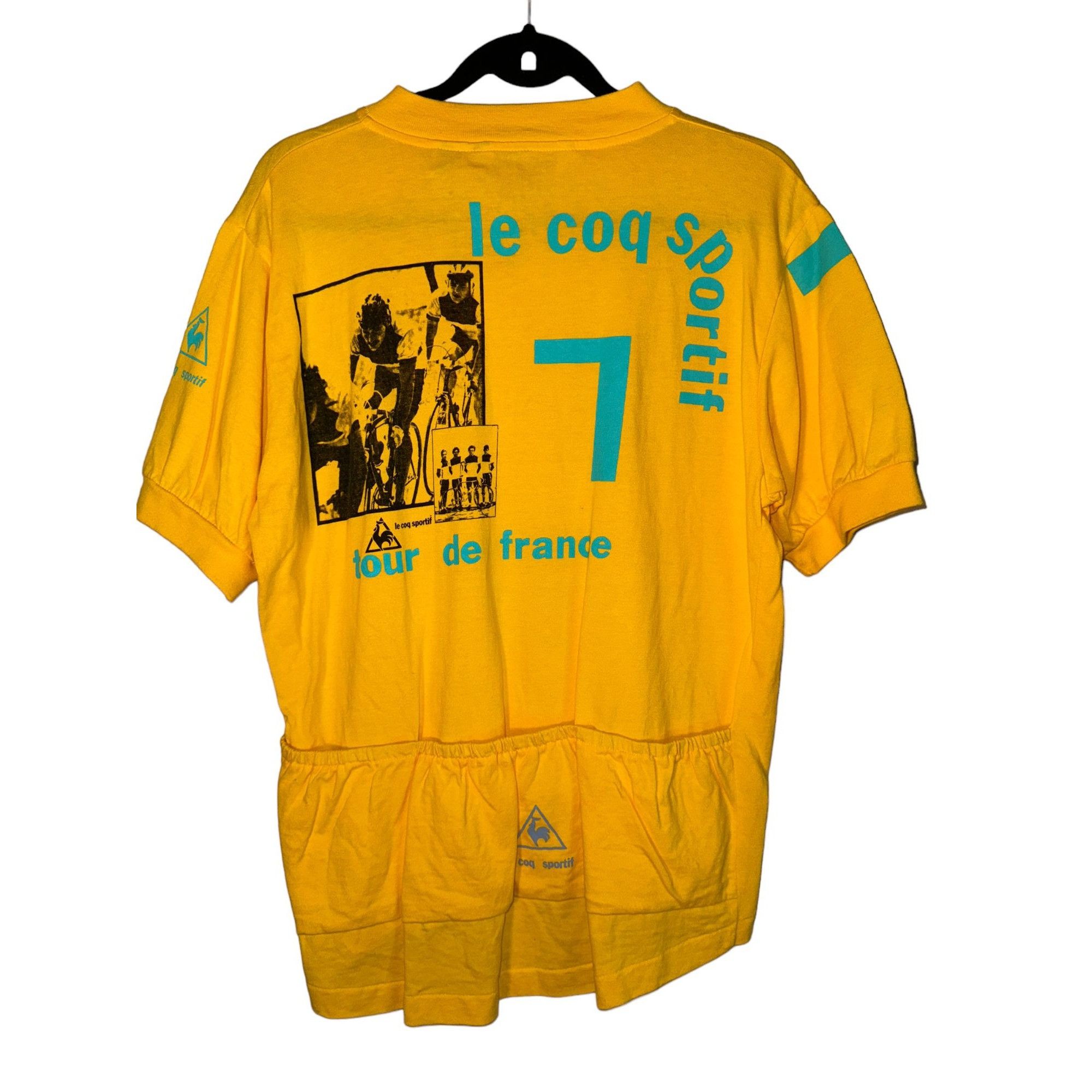 image of Vintage Tour De France Shirt Le Coq Sportif Jersey in Yellow, Men's (Size Large)