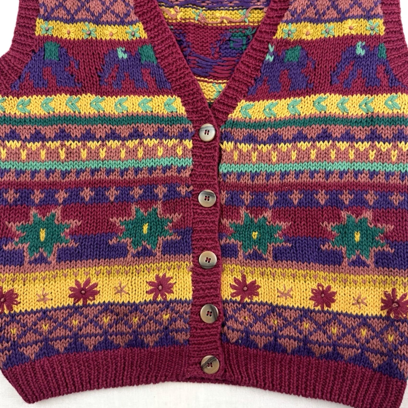 Vintage VINTAGE Cambridge Dry Goods Vest Womens Medium Knit Button Geometric Red Ramie Cotton V-Neck 90s Y2K Nature"} Size M / US 6-8 / IT 42-44 - 6 Thumbnail