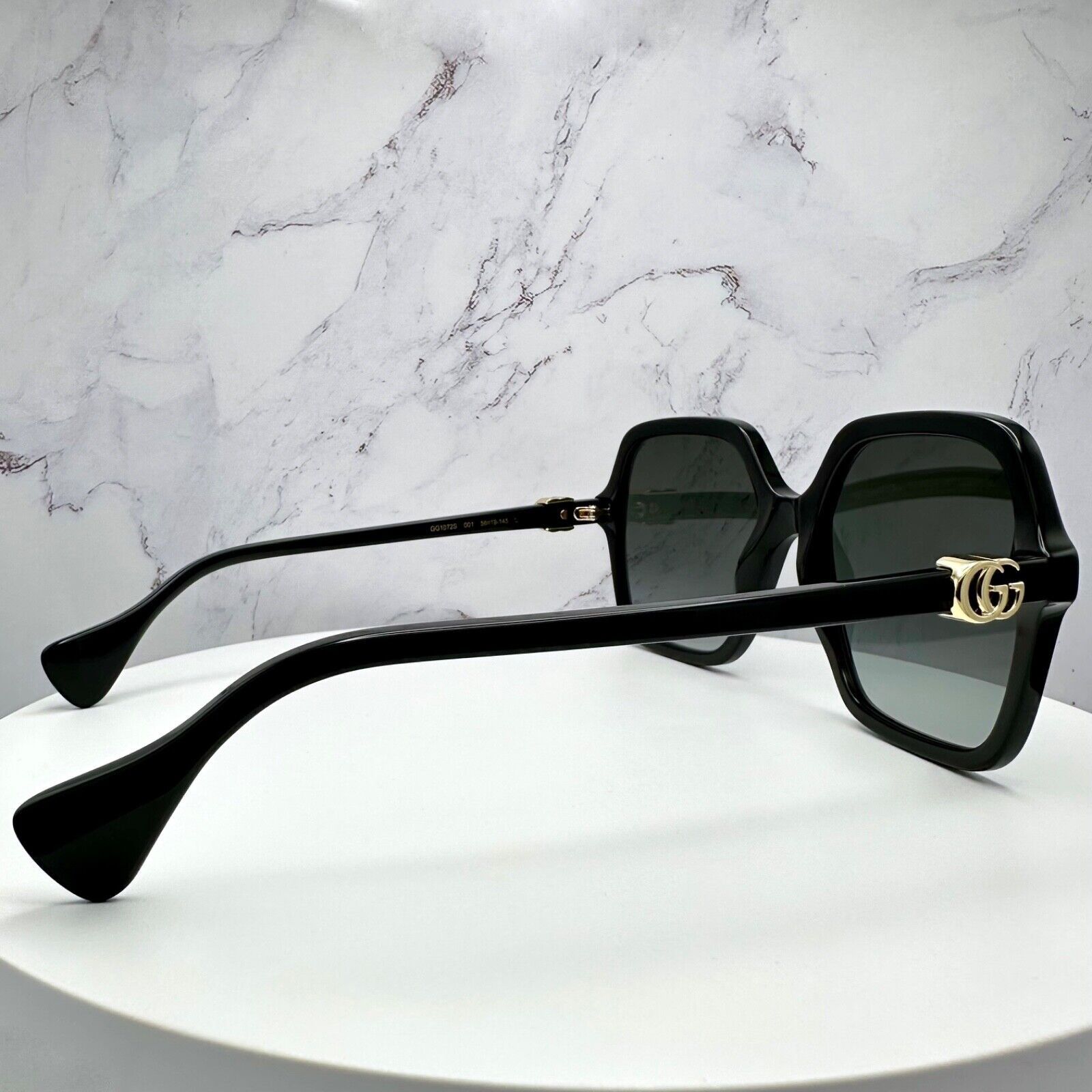 Gucci GUCCI Sunglasses New Black Oversized Acetate Gold Metal Logo Size ONE SIZE - 12 Thumbnail