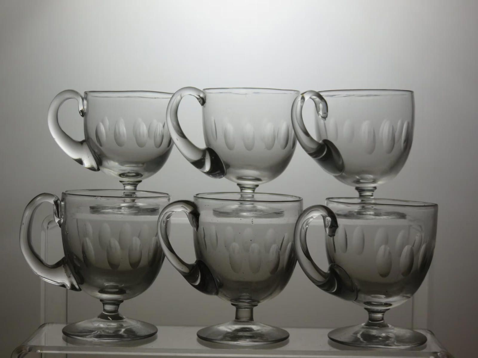 The Unbranded Brand Cut Crystal Glass Set of 6 Tea Cups with Handle 3" Size ONE SIZE - 1 Thumbnail