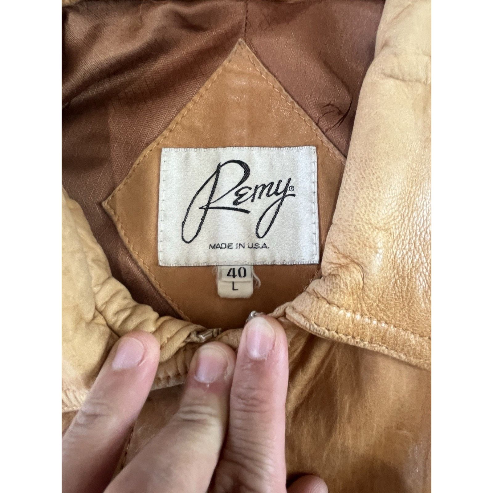 Remy Vintage Remy Leather Jacket BOMBER Brown - Sz 40 Made in USA Size US L / EU 52-54 / 3 - 7 Thumbnail