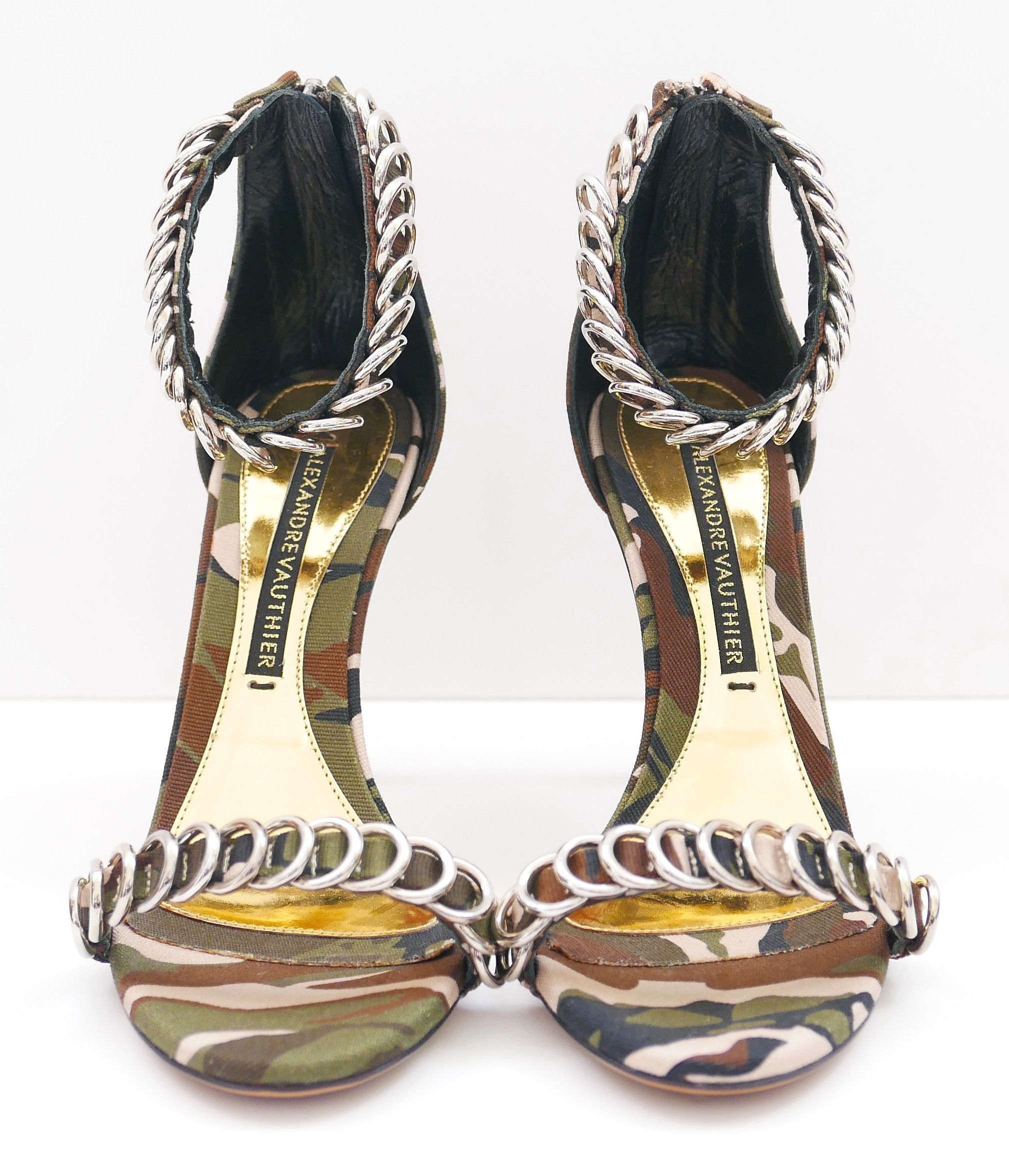 Alexandre Vauthier Alexandre Vauthier Camo Printed Chain Trim Sandals Size US 6.5 / IT 36.5 - 5 Thumbnail
