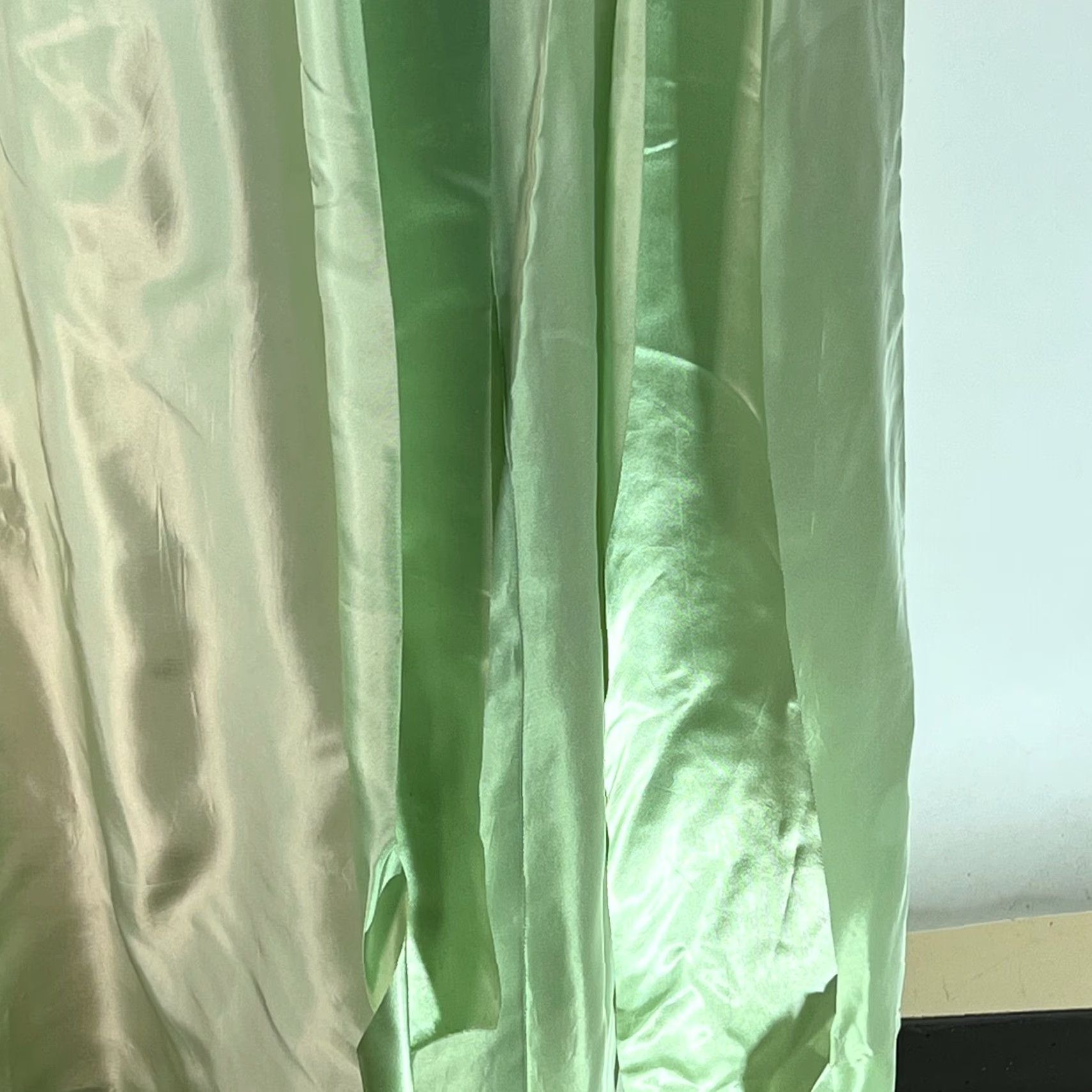 Vintage VINTAGE 80s Satin Maxi Dress - Green Square Neck Sleeveless Bow Back - M (S/M) Womens Party Wedding Size M / US 6-8 / IT 42-44 - 6 Thumbnail