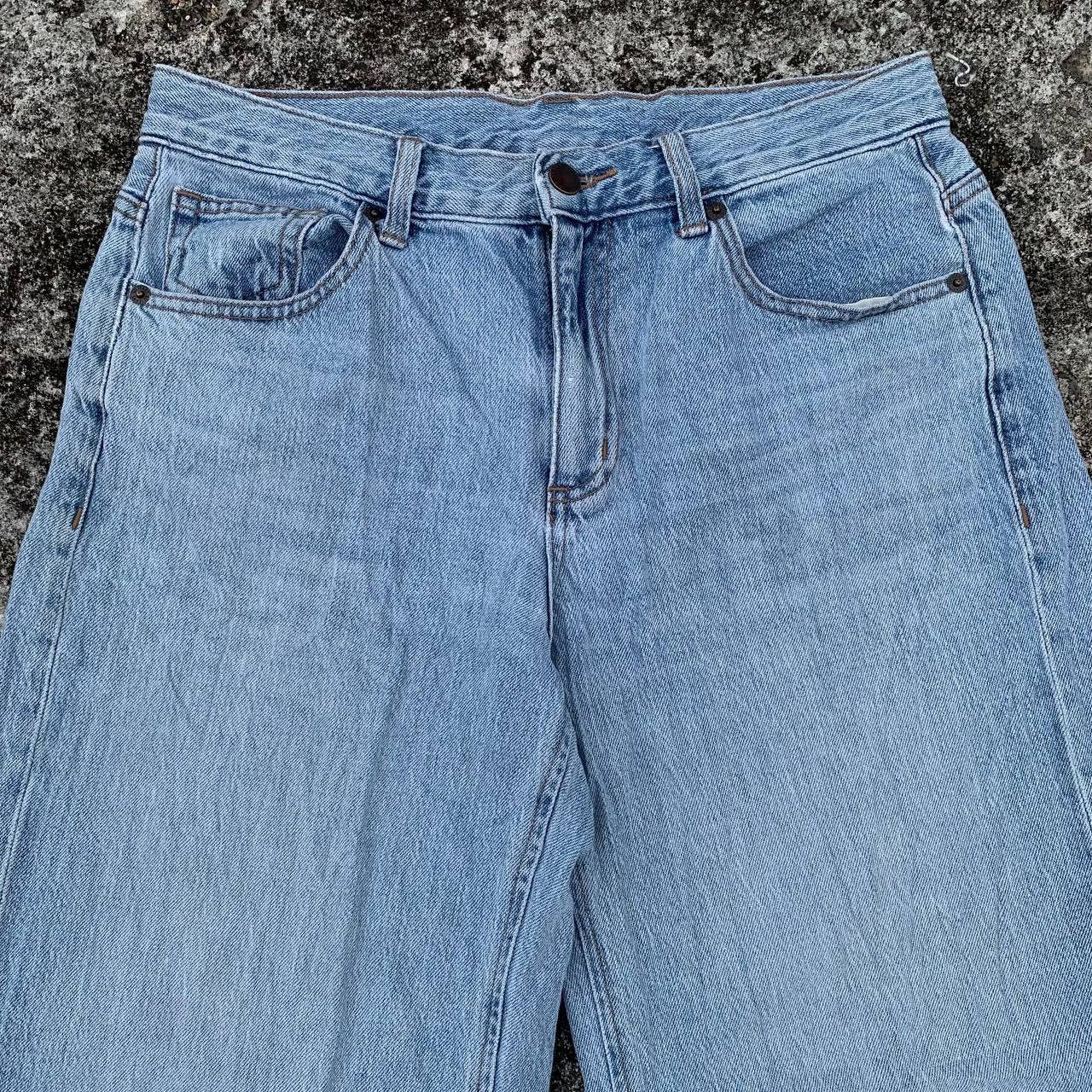 GU Women GU Baggy Jeans Light Blue Wash Denim Streetwear Size 31" - 3 Thumbnail