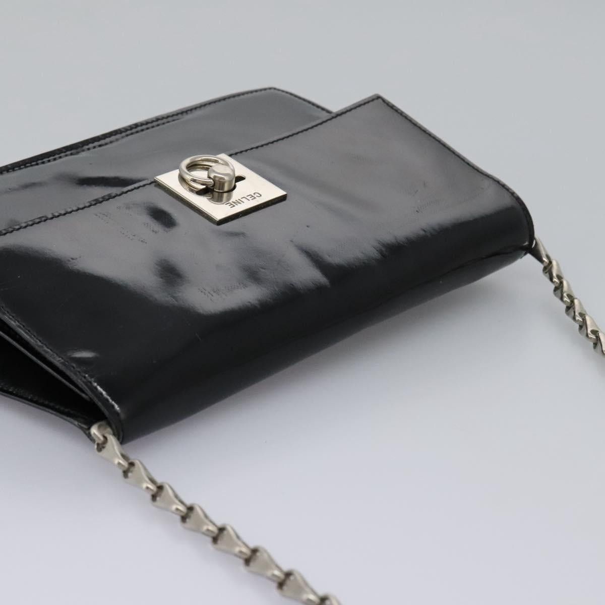 Celine CELINE Chain Shoulder Bag Enamel Black Silver Size ONE SIZE - 6 Thumbnail
