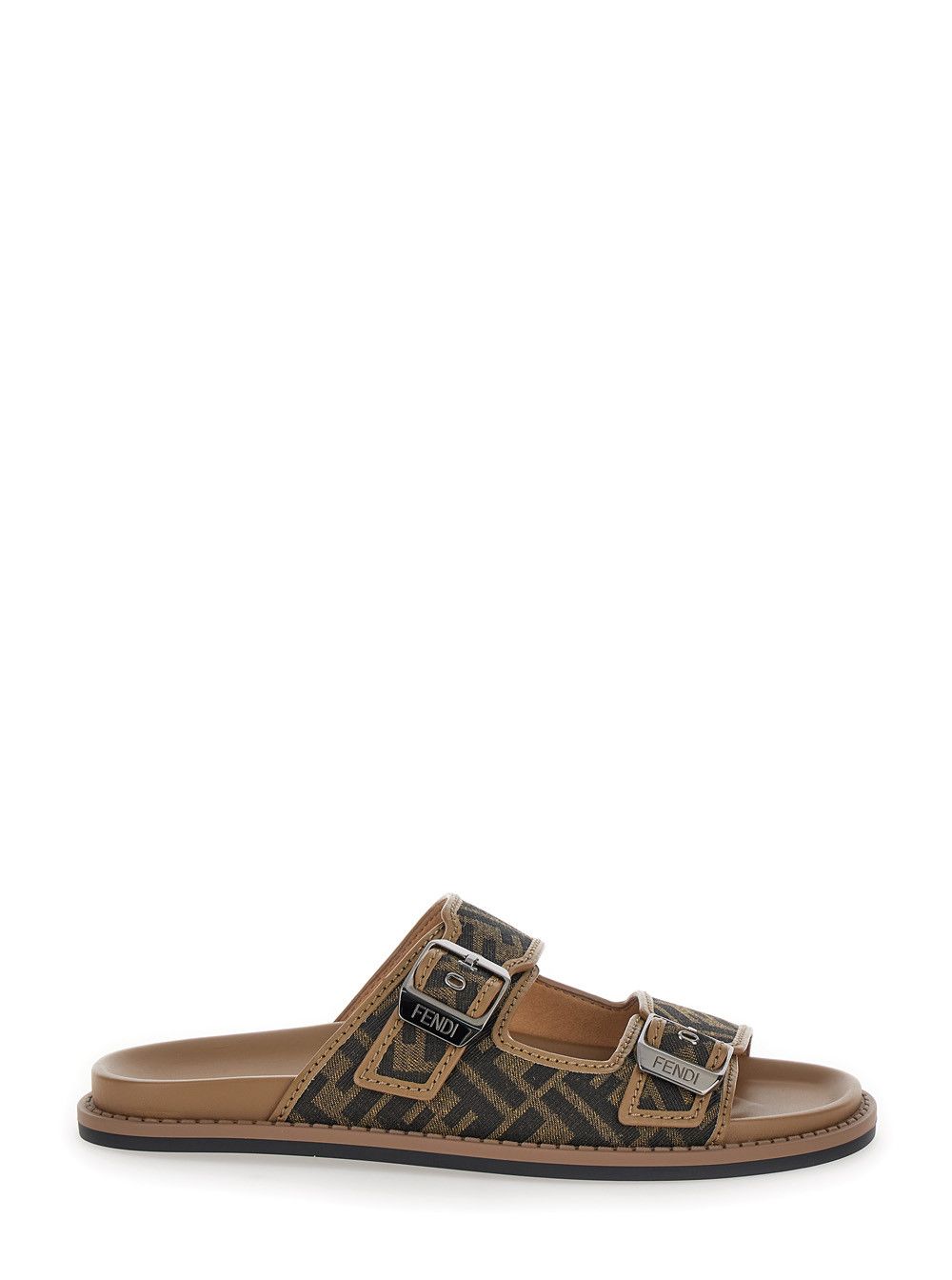 Fendi 'Fendi Feel' Brown Sandal with FF Print in Leather Woman Size US 8 / EU 41 - 1 Thumbnail