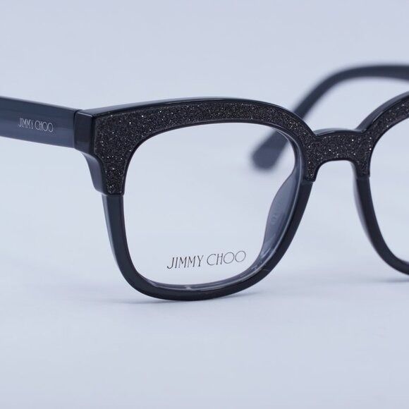 Jimmy Choo Jimmy Choo JC176 018R 00 Eyeglasses Dark Gray Glittergy 49mm Size ONE SIZE - 6 Thumbnail