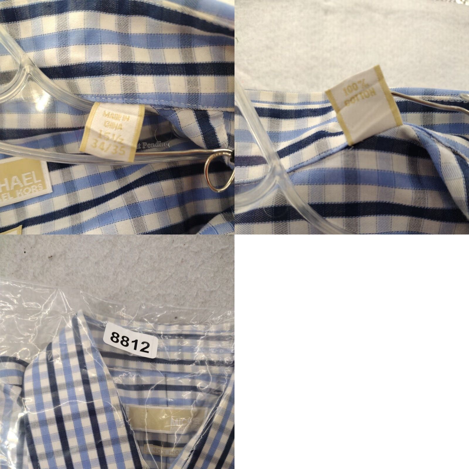 Michael Kors VINTAGE Michael Kors Shirt Mens Large Button Up Dress Blue Long Sleeve Plaid - Mens L Blue Button-Up Shirt Michael Kors 90s Theme? Size 42R - 8 Thumbnail