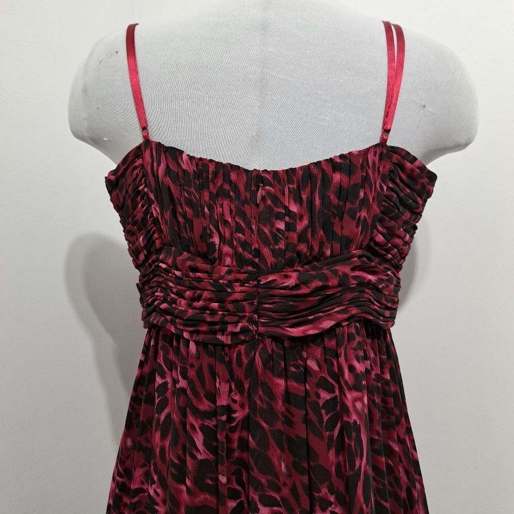 Oleg Cassini Oleg Cassini Floral Print Chiffon Knee Length Burgundy/Black Size XL / US 12-14 / IT 48-50 - 9 Thumbnail