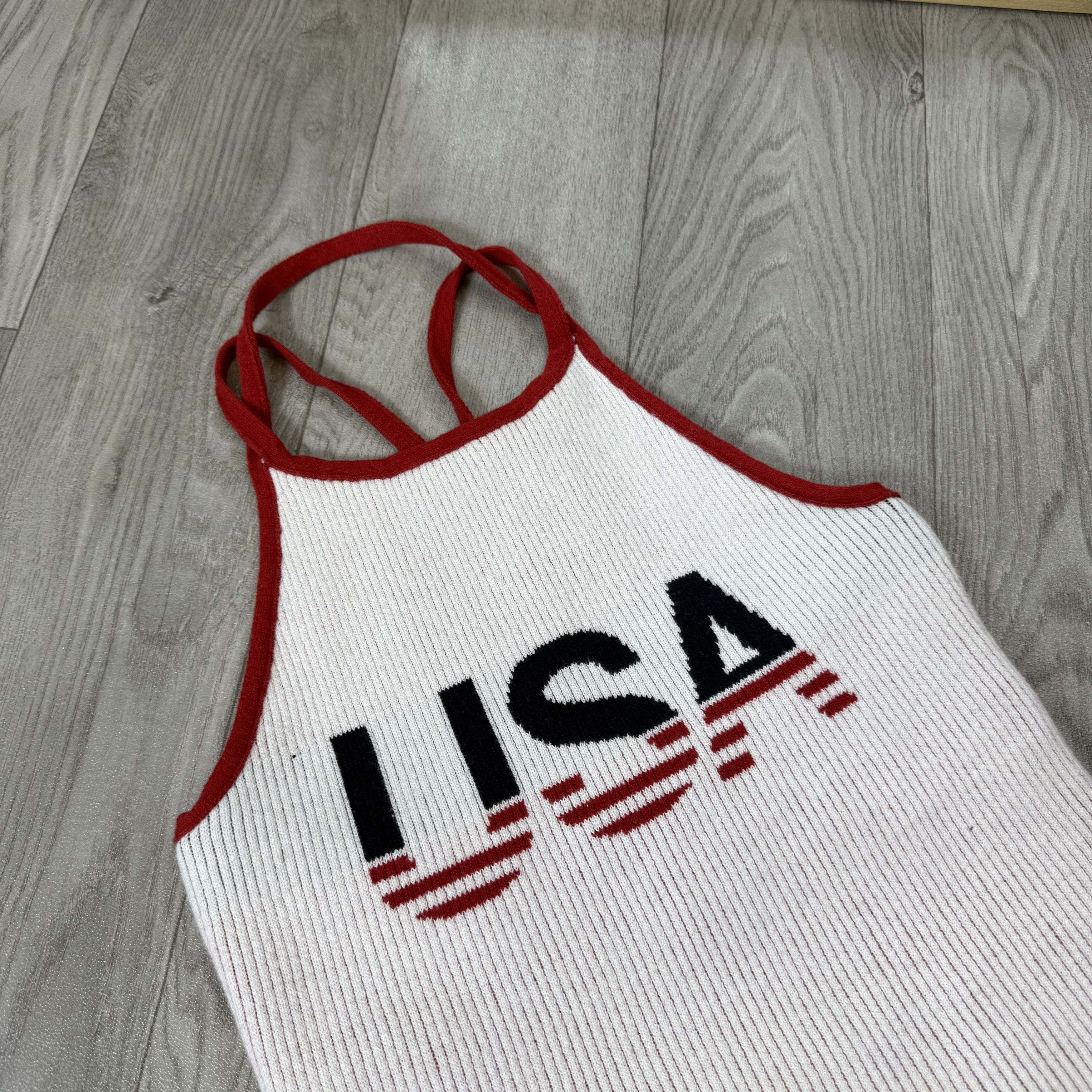 Vintage Vintage USA 90s Rare Knit White American Women's Tank Top Size S / US 4 / IT 40 - 6 Thumbnail