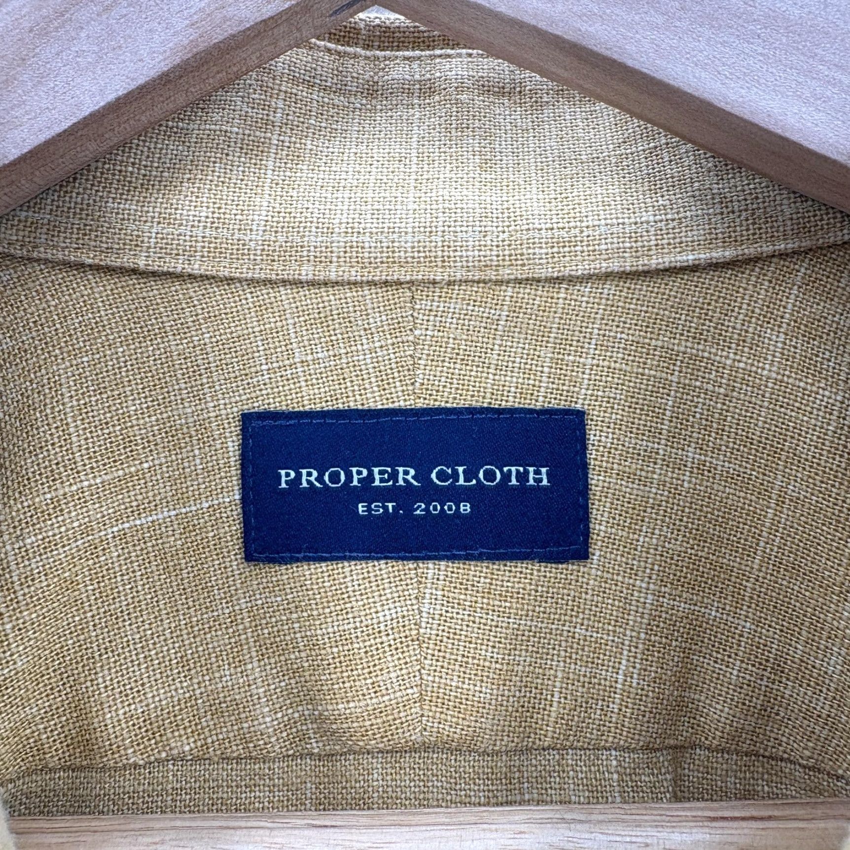 Proper Cloth Proper Cloth Shirt Mens 17 34.5 Mustard Yellow Cotton Button Front Long Sleeve Dress Shirt Mens Size US XL / EU 56 / 4 - 4 Thumbnail