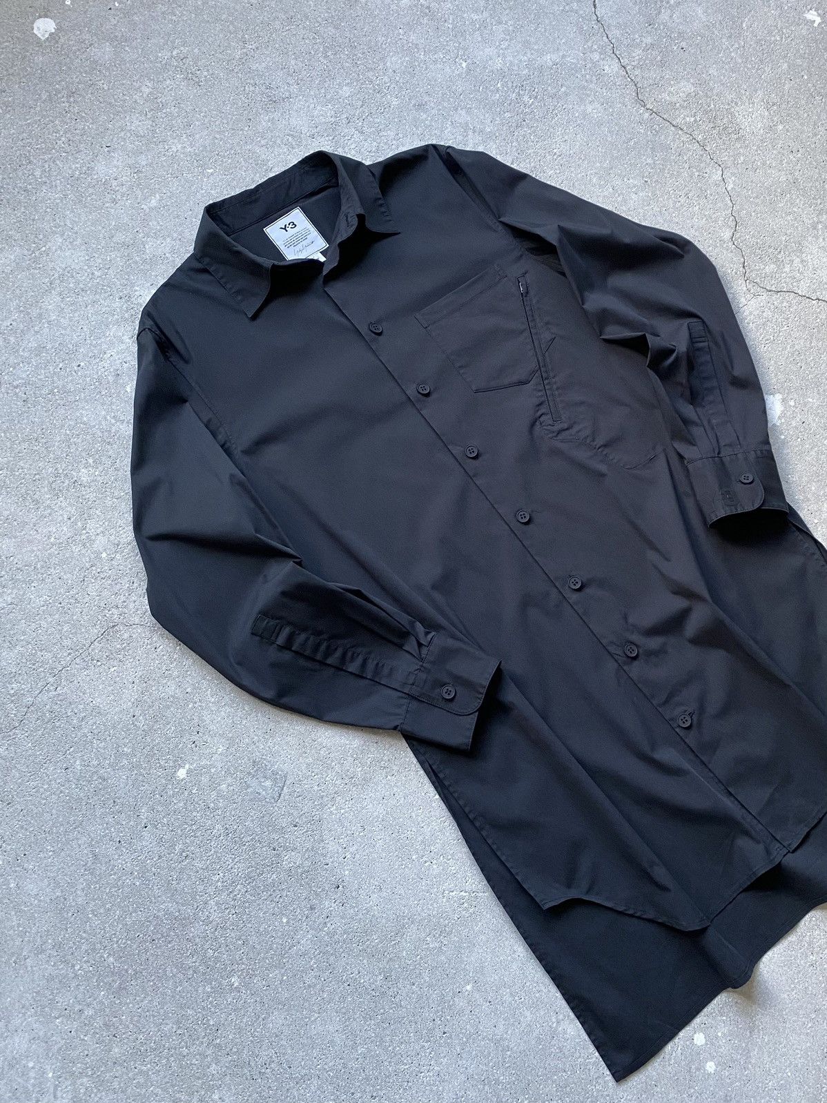 Image of Adidas x Y 3 Y-3 Yohji Yamamoto Tech Long Button Shirt in Black, Men's (Size Small)