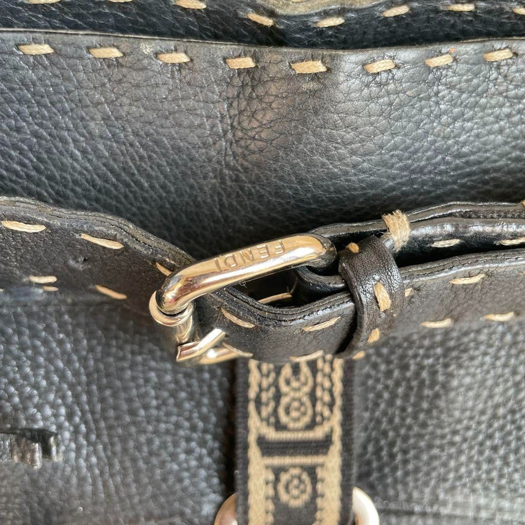 Fendi Fendi - Villa Borghese Selleria Black Leather Shoulder Bag Size ONE SIZE - 5 Thumbnail
