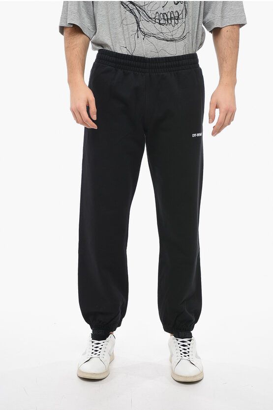 image of Off White Permanent Brushed Cotton For All Sweatpants With Embroidered in Black, Men's (Size 33)