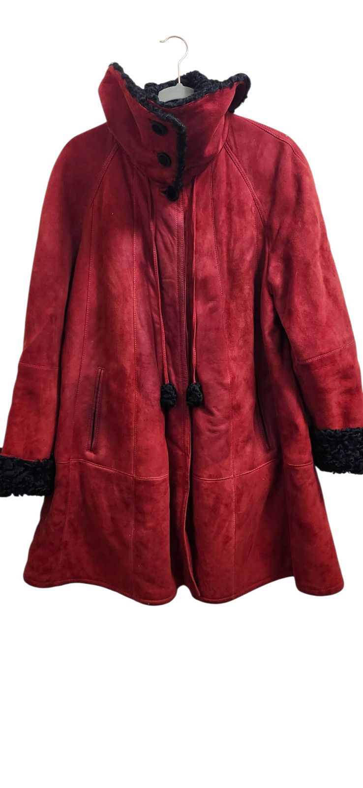 Other Vintage Suede Coat with Black Fur Trim Winter Jacket Size L / US 10 / IT 46 - 4 Thumbnail