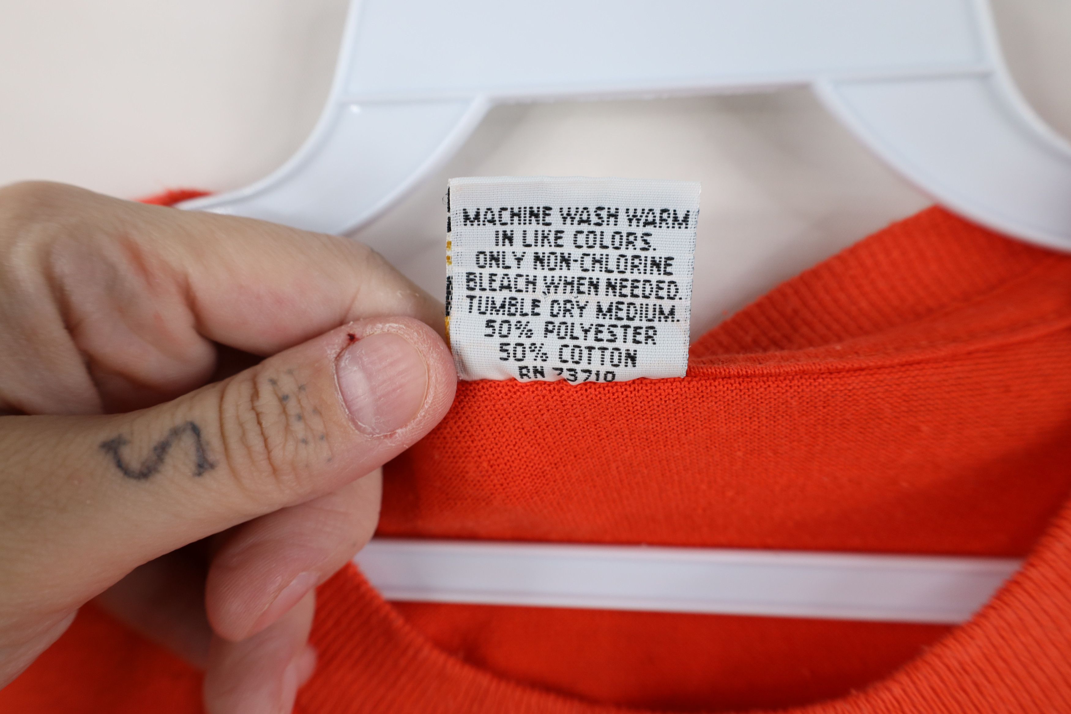 Vintage Vintage 70s Streetwear Thin Blank Pocket T-Shirt Orange USA Size L / US 10 / IT 46 - 8 Thumbnail