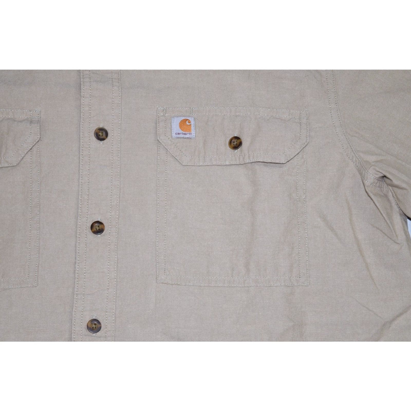 Carhartt VINTAGE Carhartt Relaxed Fit Work Chambray Casual Mens Shirt Tan Short Sleeve Large Tall Size US L / EU 52-54 / 3 - 2 Thumbnail