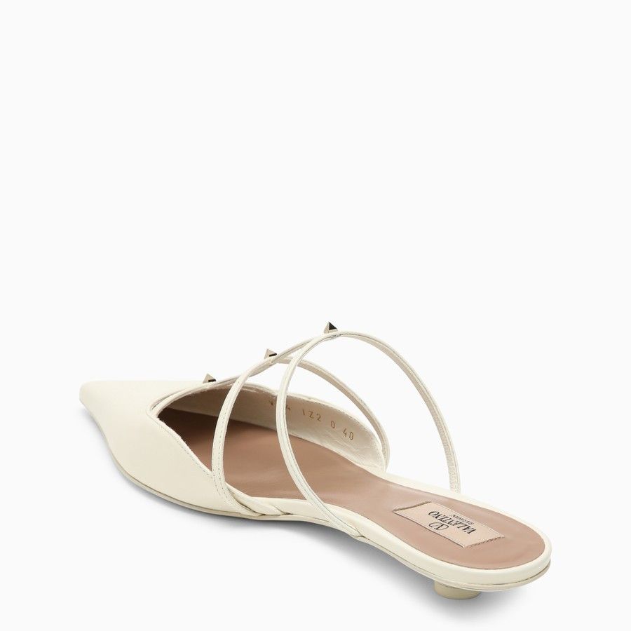 Valentino o1d2blof1024 Leather Mules in Ivory Size US 7 / IT 37 - 4 Thumbnail