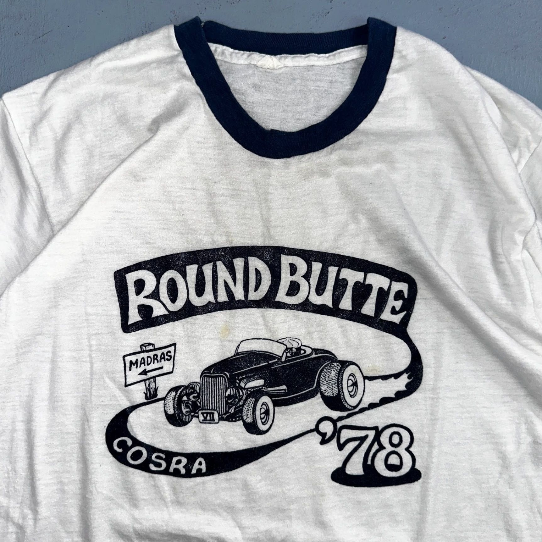 Vintage VINTAGE 1970s Oregon T-Shirt Men M White Rockabilly Ringer Cars Hot Rod 70s Retro Size US M / EU 48-50 / 2 - 2 Thumbnail