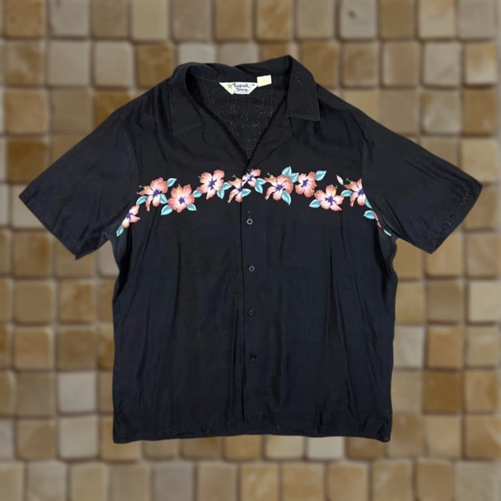 Vintage VINTAGE Tropical Breeze California Hawaiian Floral Rayon Open Collar Shirt XL Men Black Short Sleeve Button-Up 80s" Size US XL / EU 56 / 4 - 1 Thumbnail